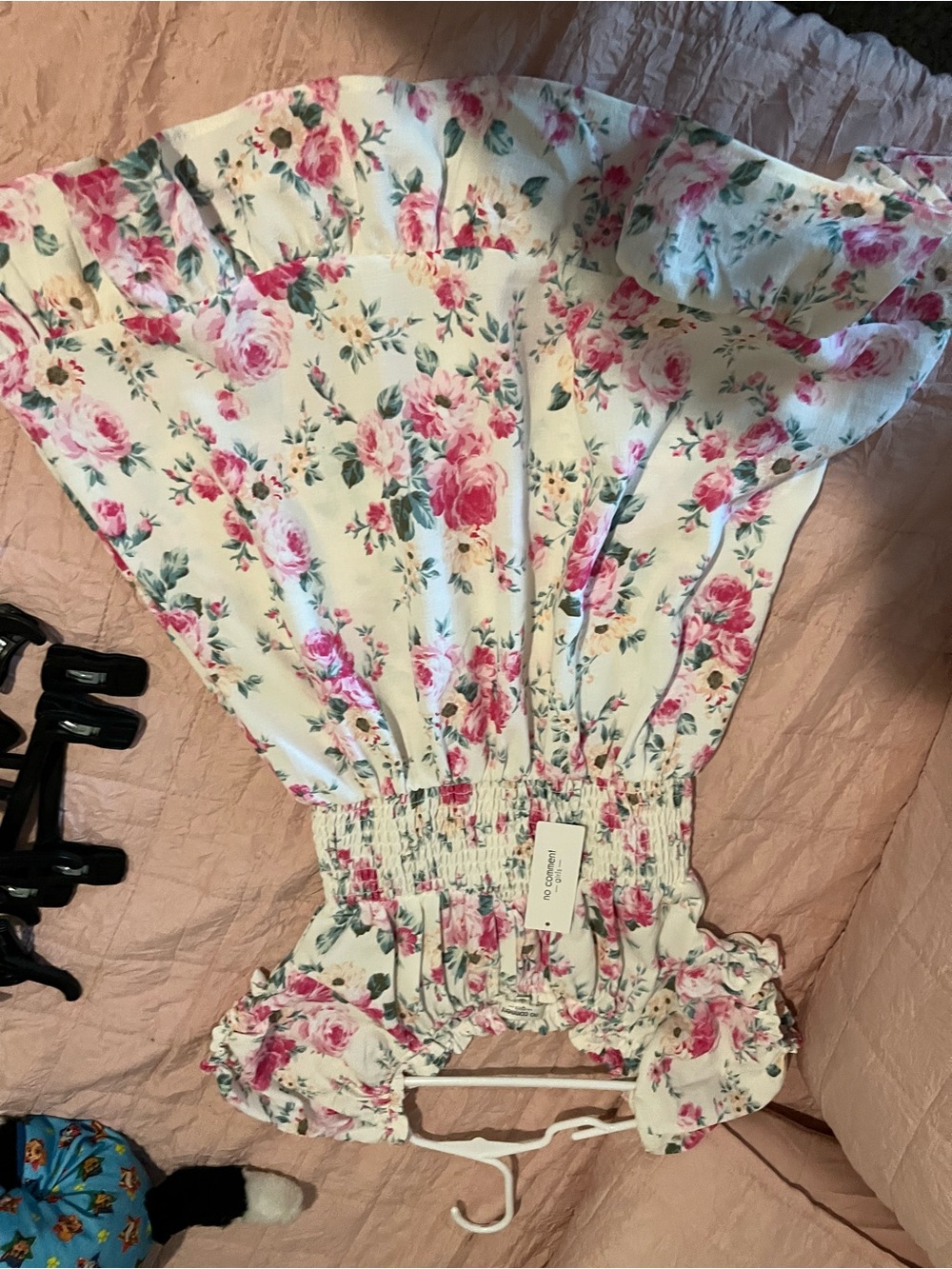 Floral Pink Off-Shoulder Kids Dress